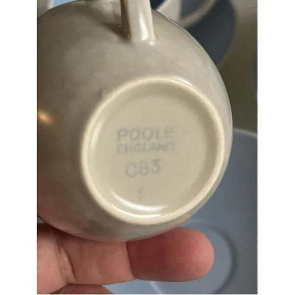 Poole Pottery Set Of 5 Demitasse Espresso Cups Dove Grey Sky Blue England - Picture 4 of 5